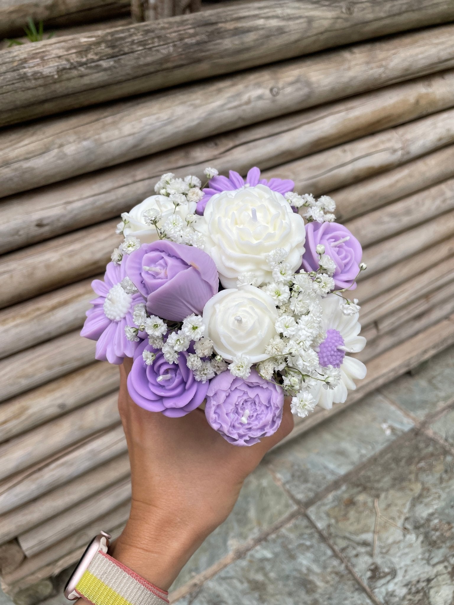 Bouquet de velas (tonos Malva) - KānaraSoy.com