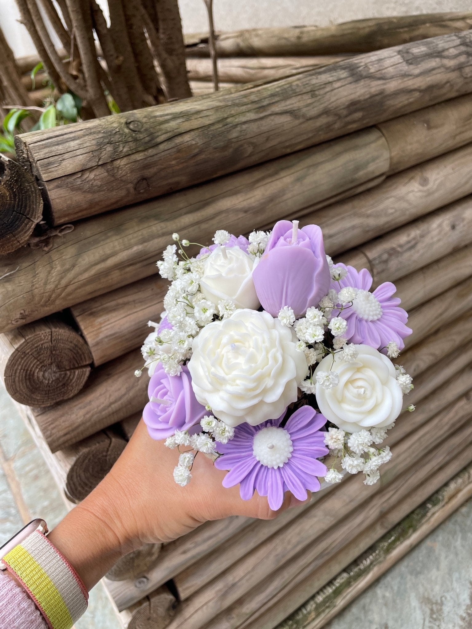 Bouquet de velas (tonos Malva) - KānaraSoy.com