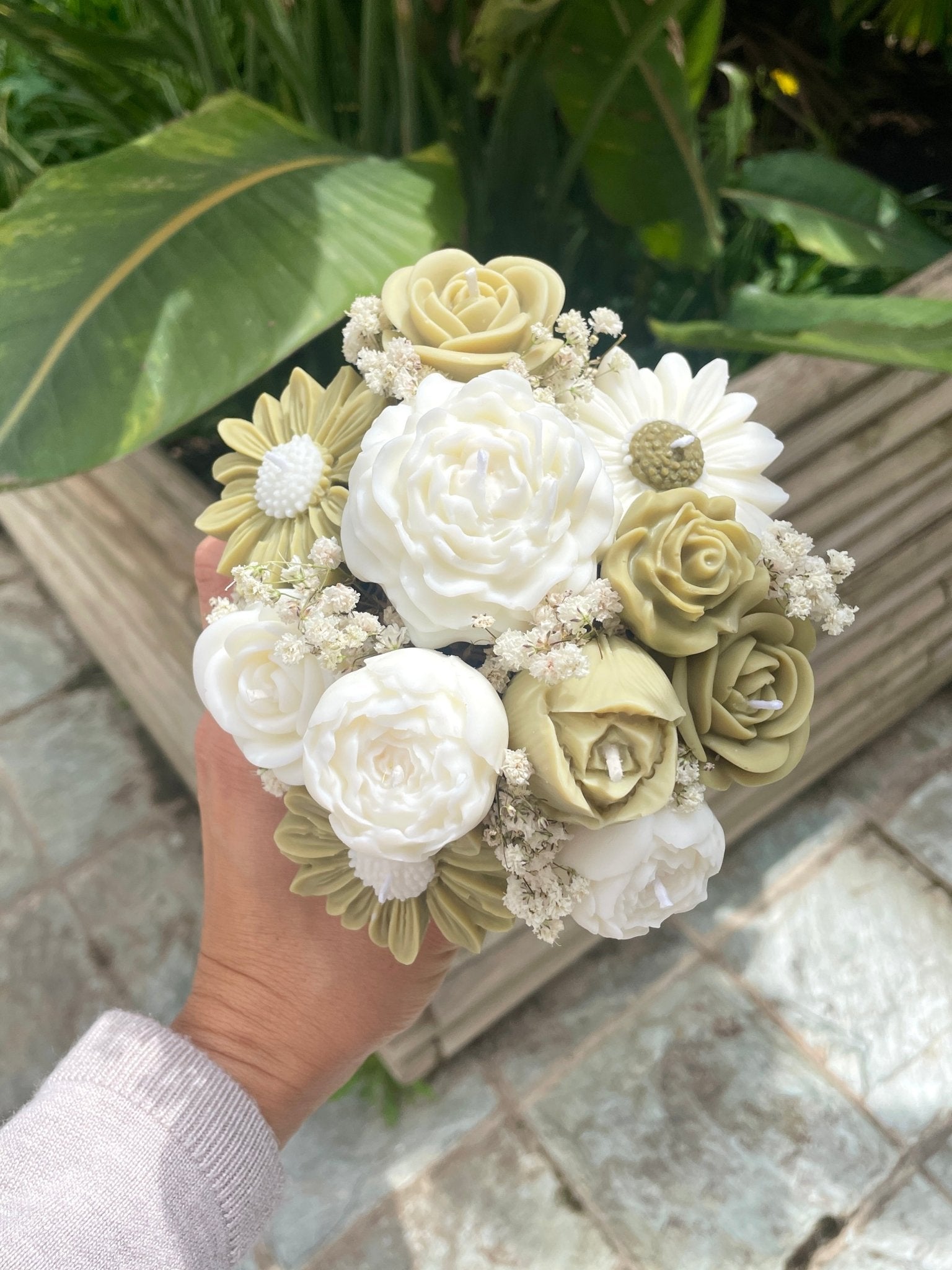 Ramo de velas florales – Verde oliva - KānaraSoy.com